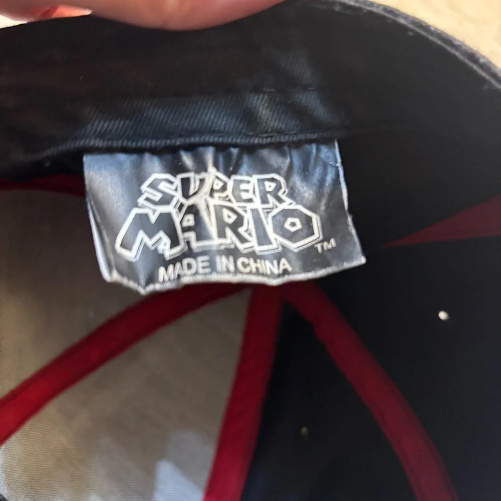 Super Mario Hat Black Ball Cap Nintendo Black Pinstriped Fitted
